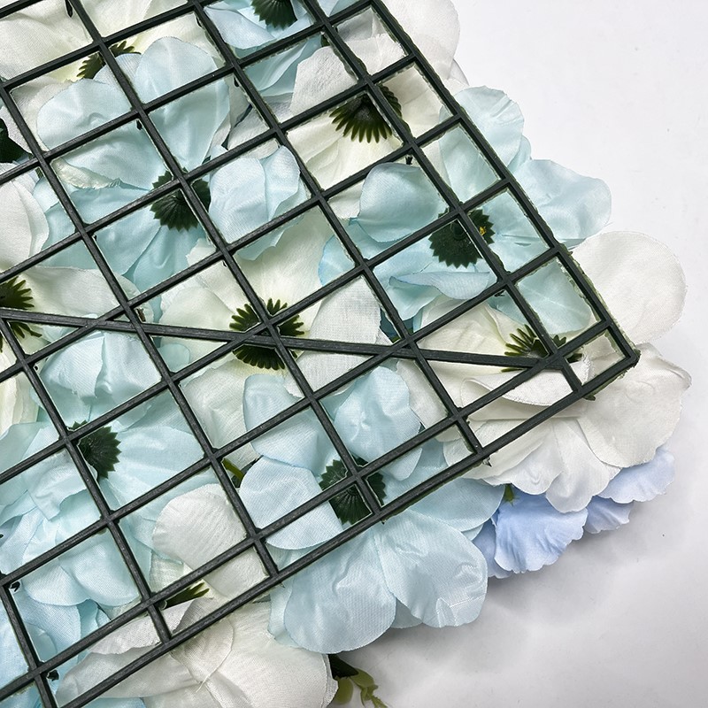Blue Artificial Flower Wall For Party Background Blue Artificial Flower Wall For Party Background